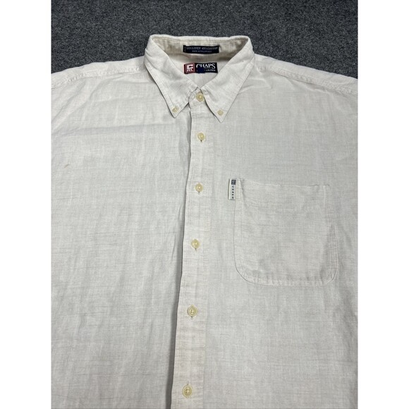 Vintage Chaps Ralph Lauren Linen Blend Shirt Men's Sz Large Pocket Short Sleeve - Picture 2 of 8